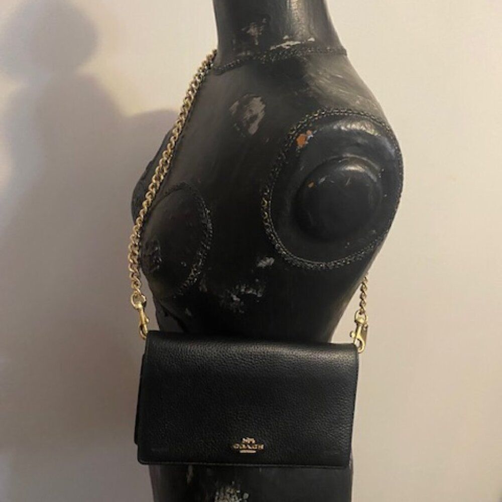Coach Anna Black Fold Over clutch